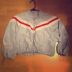 Light blue and white bomber/windbreaker